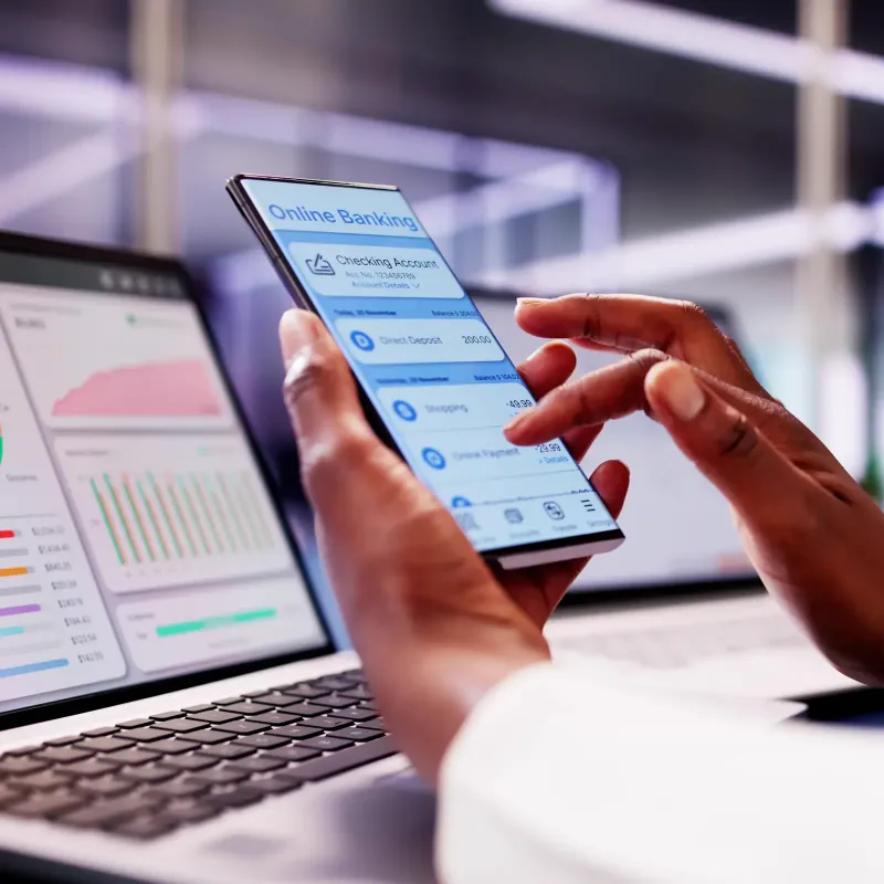 person looking at report